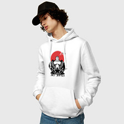 Толстовка-худи хлопковая мужская Jiu Jitsu red sun logo, цвет: белый — фото 2