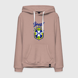 Толстовка-худи хлопковая мужская Brasil Football, цвет: пыльно-розовый