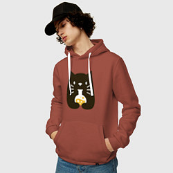 Толстовка-худи хлопковая мужская Котик - Химик, цвет: кирпичный — фото 2