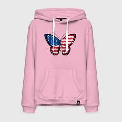 Толстовка-худи хлопковая мужская Бабочка - США, цвет: светло-розовый