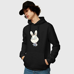Толстовка-худи хлопковая мужская Rabbit - Dont Know, цвет: черный — фото 2