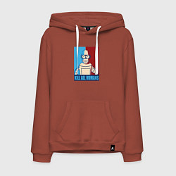 Толстовка-худи хлопковая мужская Bender Futurama, цвет: кирпичный