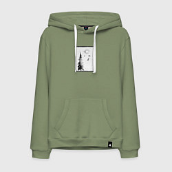 Толстовка-худи хлопковая мужская Лисье путешествие, цвет: авокадо