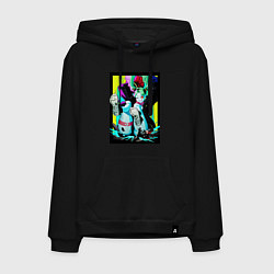 Толстовка-худи хлопковая мужская Ребекка давит - Киберпанк аниме, цвет: черный