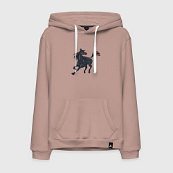 Толстовка-худи хлопковая мужская Лошадь мустанг, цвет: пыльно-розовый