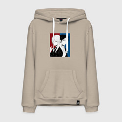 Толстовка-худи хлопковая мужская William Moriarty and Sherlock Holmes, цвет: миндальный