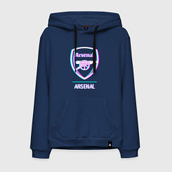 Толстовка-худи хлопковая мужская Arsenal FC в стиле glitch, цвет: тёмно-синий