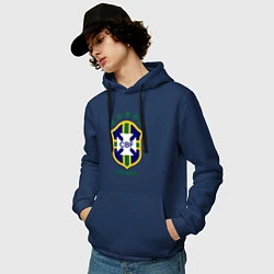 Толстовка-худи хлопковая мужская Brasil CBF, цвет: тёмно-синий — фото 2