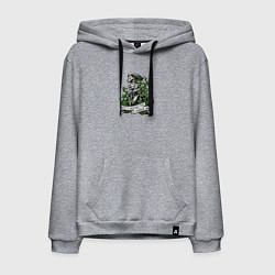 Толстовка-худи хлопковая мужская Атака русских мертвецов - Осовец, цвет: меланж