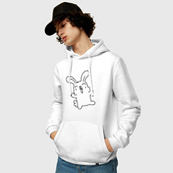 Толстовка-худи хлопковая мужская Happy Bunny, цвет: белый — фото 2