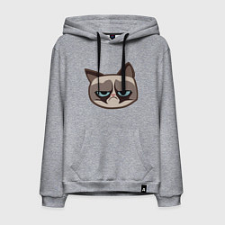 Толстовка-худи хлопковая мужская Мем недовольный кот, цвет: меланж