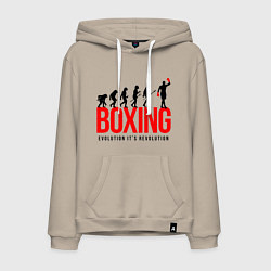Толстовка-худи хлопковая мужская Boxing evolution, цвет: миндальный