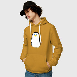 Толстовка-худи хлопковая мужская Красивый пингвин, цвет: горчичный — фото 2
