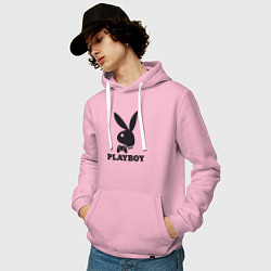 Толстовка-худи хлопковая мужская Playboy - Игровой джостик, цвет: светло-розовый — фото 2