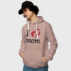 Толстовка-худи хлопковая мужская Mom - Love You, цвет: пыльно-розовый — фото 2