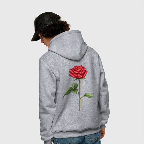 Мужская толстовка-худи Роза красная / Меланж – фото 4