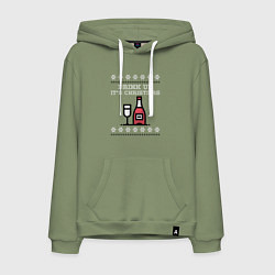 Толстовка-худи хлопковая мужская Drink up its Christmas, цвет: авокадо