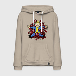 Толстовка-худи хлопковая мужская Vault boy caps, цвет: миндальный