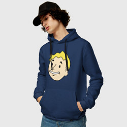 Толстовка-худи хлопковая мужская Vault boy head, цвет: тёмно-синий — фото 2