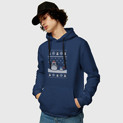Толстовка-худи хлопковая мужская Новогодние тоторики - ugly sweater, цвет: тёмно-синий — фото 2
