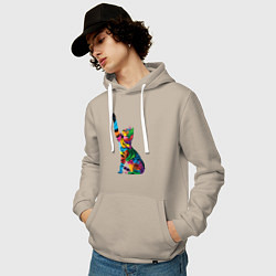 Толстовка-худи хлопковая мужская Бенгальская кошка, цвет: миндальный — фото 2