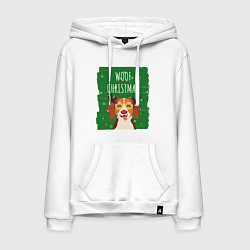 Толстовка-худи хлопковая мужская Woof christmas, цвет: белый
