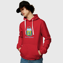 Толстовка-худи хлопковая мужская Эмблема федерации футбола Аргентины, цвет: красный — фото 2