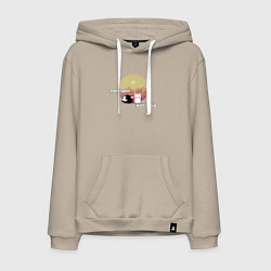 Толстовка-худи хлопковая мужская Котики разговаривают про мир 8 bit, цвет: миндальный