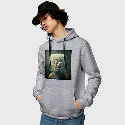 Толстовка-худи хлопковая мужская Человек-квадратная голова, цвет: меланж — фото 2