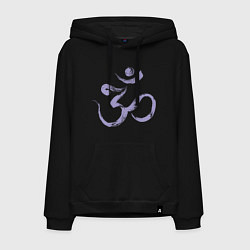 Толстовка-худи хлопковая мужская Ом мантра, цвет: черный
