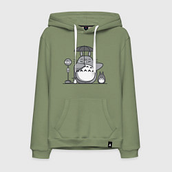 Толстовка-худи хлопковая мужская Тоторо с зонтиком, цвет: авокадо