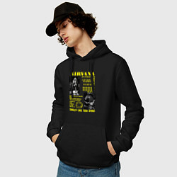 Толстовка-худи хлопковая мужская Nirvana SLTS, цвет: черный — фото 2