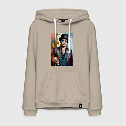 Толстовка-худи хлопковая мужская Джонни Депп - нейросеть - стимпанк, цвет: миндальный