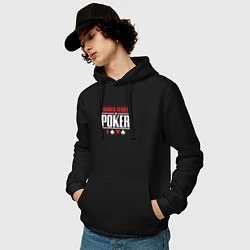 Толстовка-худи хлопковая мужская Мировая серия покера, цвет: черный — фото 2