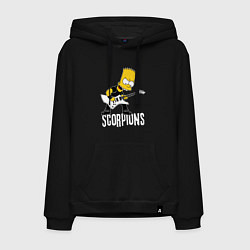 Толстовка-худи хлопковая мужская Scorpions Барт Симпсон рокер, цвет: черный