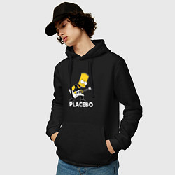 Толстовка-худи хлопковая мужская Placebo Барт Симпсон рокер, цвет: черный — фото 2