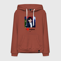 Толстовка-худи хлопковая мужская Милый Чон Чонгук, цвет: кирпичный