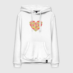 Толстовка-худи хлопковая мужская Нежное сердце бабочки, цвет: белый