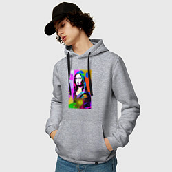Толстовка-худи хлопковая мужская Mona Lisa - Gioconda - pop art, цвет: меланж — фото 2