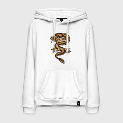 Толстовка-худи хлопковая мужская Japan gold fly dragon, цвет: белый