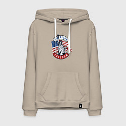 Толстовка-худи хлопковая мужская American freedom, цвет: миндальный