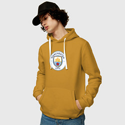 Толстовка-худи хлопковая мужская Manchester City FC, цвет: горчичный — фото 2