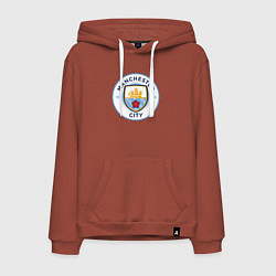 Толстовка-худи хлопковая мужская Manchester City FC, цвет: кирпичный