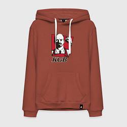 Толстовка-худи хлопковая мужская KGB Lenin, цвет: кирпичный