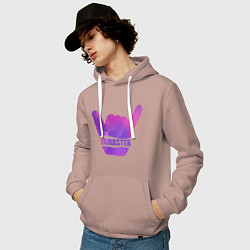 Толстовка-худи хлопковая мужская Yamaster Gradient, цвет: пыльно-розовый — фото 2