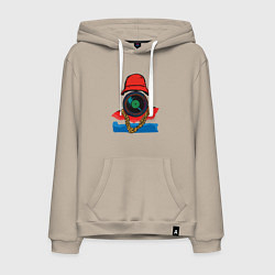 Толстовка-худи хлопковая мужская Hip hop vinyl, цвет: миндальный