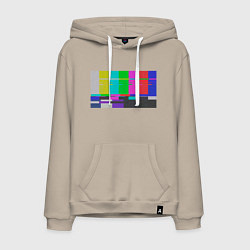 Толстовка-худи хлопковая мужская Разноцветные полосы в телевизоре, цвет: миндальный