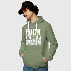 Толстовка-худи хлопковая мужская SoD - f**k the system, цвет: авокадо — фото 2