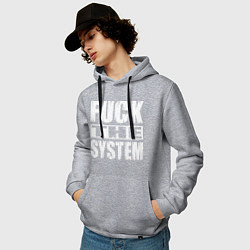 Толстовка-худи хлопковая мужская SoD - f**k the system, цвет: меланж — фото 2