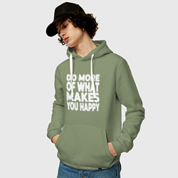 Толстовка-худи хлопковая мужская Надпись Do more of what makes you happy, цвет: авокадо — фото 2